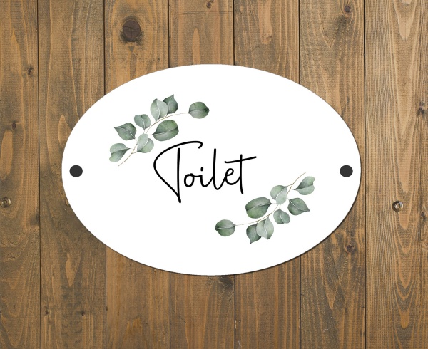 Toilet Door Plaque Eucalyptus Leafy Design